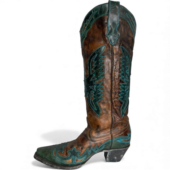 Corral Leather Western Cowgirl Snip Toe Tall Boots Women's 8 M - Picture 7 of 16